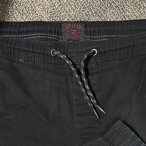 Slit co Black Casual Pants joggers slim fit